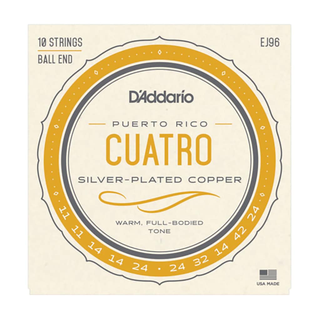 Cuatro Strings – Puerto Rico Cuatro – D’Addario EJ96 – Silver Plated Copper – 10 Strings – Ball End 1