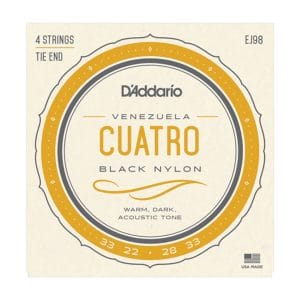 Cuatro Strings - Venezuela Cuatro - D'Addario EJ98 - Black Nylon - Tie End