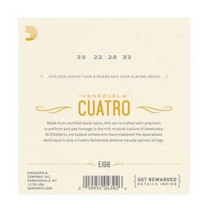 Cuatro Strings – Venezuela Cuatro – D’Addario EJ98 – Black Nylon – Tie End 2