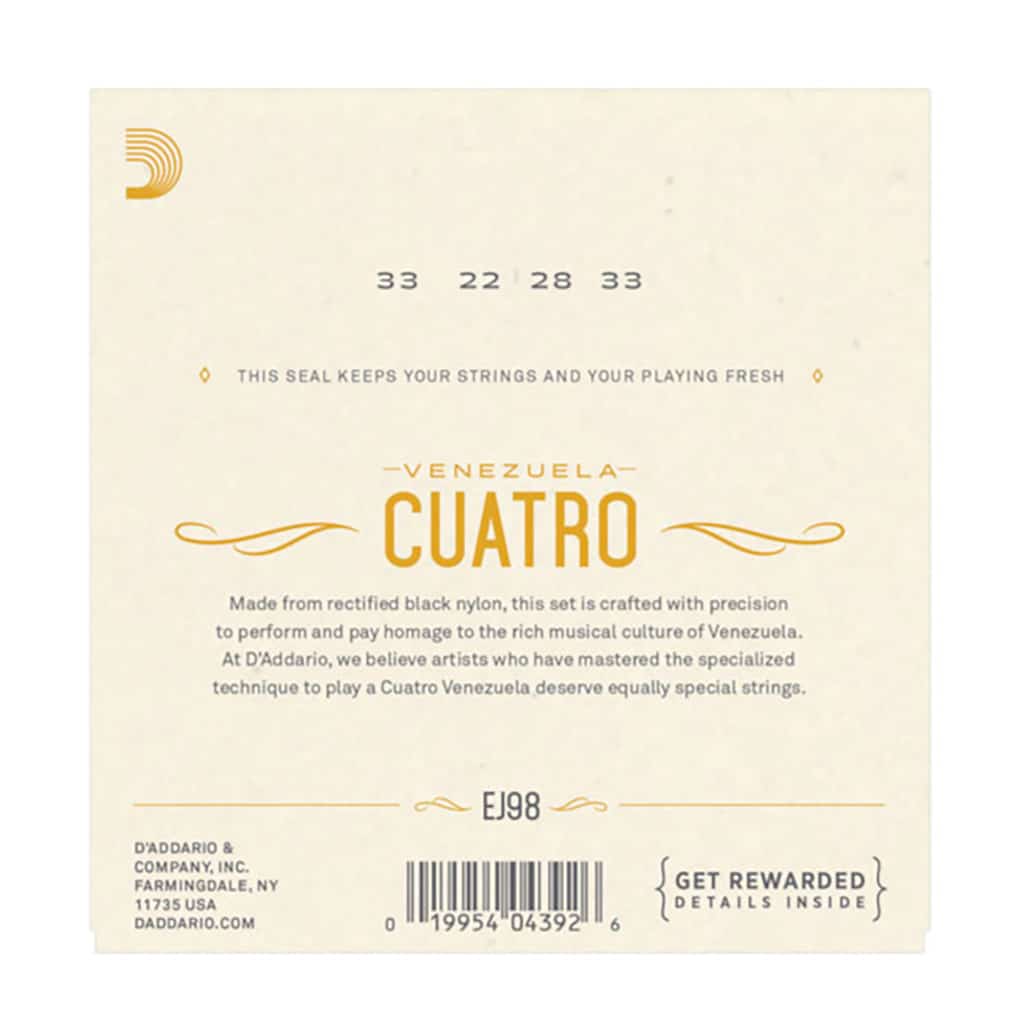 Cuatro Strings – Venezuela Cuatro – D’Addario EJ98 – Black Nylon – Tie End 2