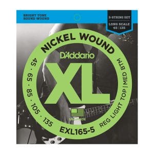D'Addario EXL165-5 Nickel Wound 5 String Bass Strings - Medium - Long Scale - 45-135