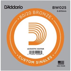 D'Addario BW025 Bronze Wound Single String - Acoustic Guitar .025
