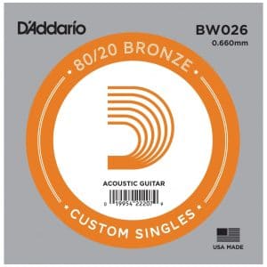 D'Addario BW026 Bronze Wound Single String - Acoustic Guitar .026