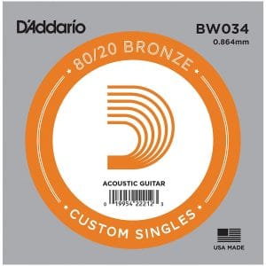 D'Addario BW034 Bronze Wound Single String - Acoustic Guitar .034