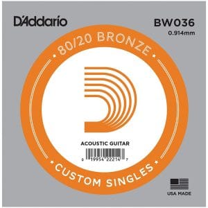 D'Addario BW036 Bronze Wound Single String - Acoustic Guitar .036