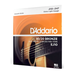 Acoustic Guitar Strings – D’Addario EJ10 – 80/20 Bronze – Extra Light – 10-47 3