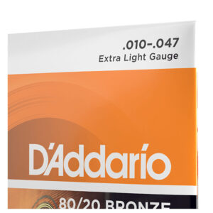 Acoustic Guitar Strings – D’Addario EJ10 – 80/20 Bronze – Extra Light – 10-47 4