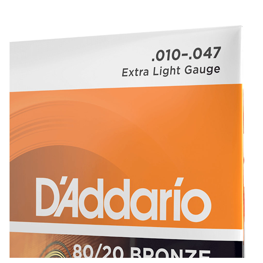 Acoustic Guitar Strings – D’Addario EJ10 – 80/20 Bronze – Extra Light – 10-47 4