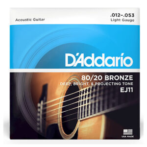 Acoustic Guitar Strings - D'Addario EJ11 - 80/20 Bronze - Light - 12-53