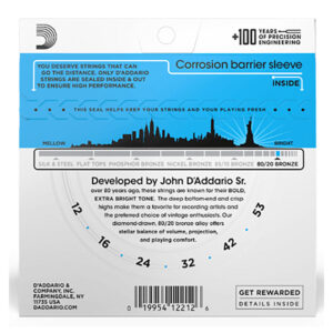 Acoustic Guitar Strings – D’Addario EJ11 – 80/20 Bronze – Light – 12-53 2