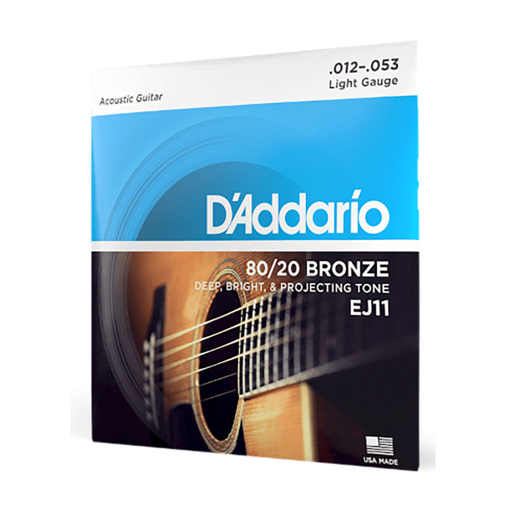 Acoustic Guitar Strings – D’Addario EJ11 – 80/20 Bronze – Light – 12-53 3