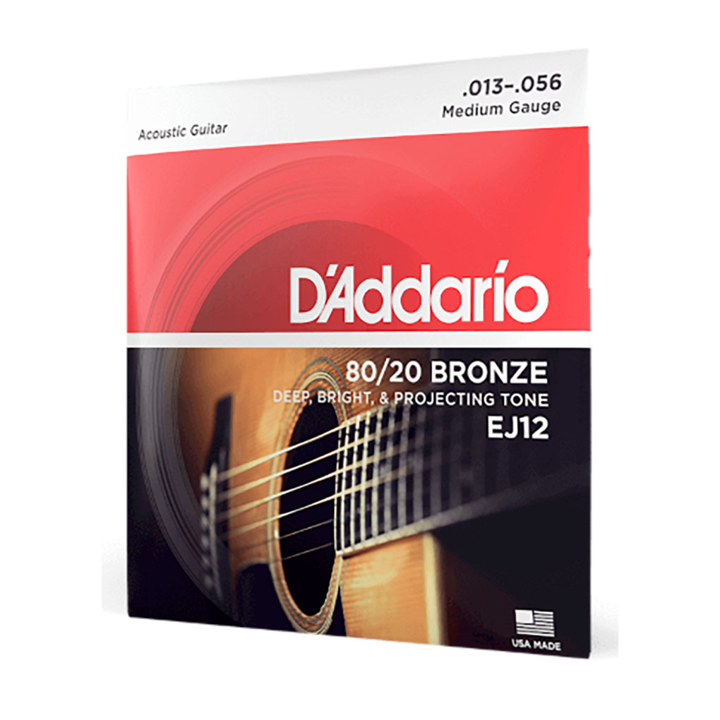 Acoustic Guitar Strings – D’Addario EJ12 – 80/20 Bronze – Medium – 13-56 3