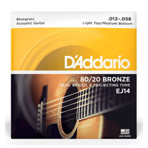 Acoustic Guitar Strings - D'Addario EJ14 - 80/20 Bronze - Bluegrass - Light Top/Medium Bottom - 12-56