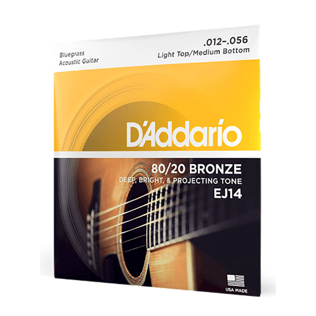 Acoustic Guitar Strings – D’Addario EJ14 – 80/20 Bronze – Bluegrass – Light Top/Medium Bottom – 12-56 3
