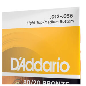 Acoustic Guitar Strings – D’Addario EJ14 – 80/20 Bronze – Bluegrass – Light Top/Medium Bottom – 12-56 4