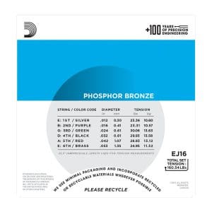 D’Addario EJ16 Phosphor Bronze Acoustic Guitar Strings – Light – 12-53 3