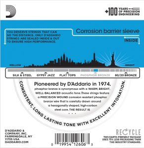 D’Addario EJ16-3D Phosphor Bronze Acoustic Guitar Strings – Light – 12-53 – 3 Sets 2