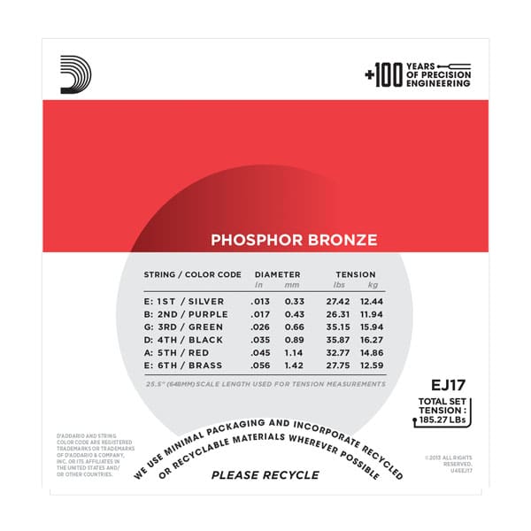 D’Addario EJ17 Phosphor Bronze Acoustic Guitar Strings – Medium – 13-56 3