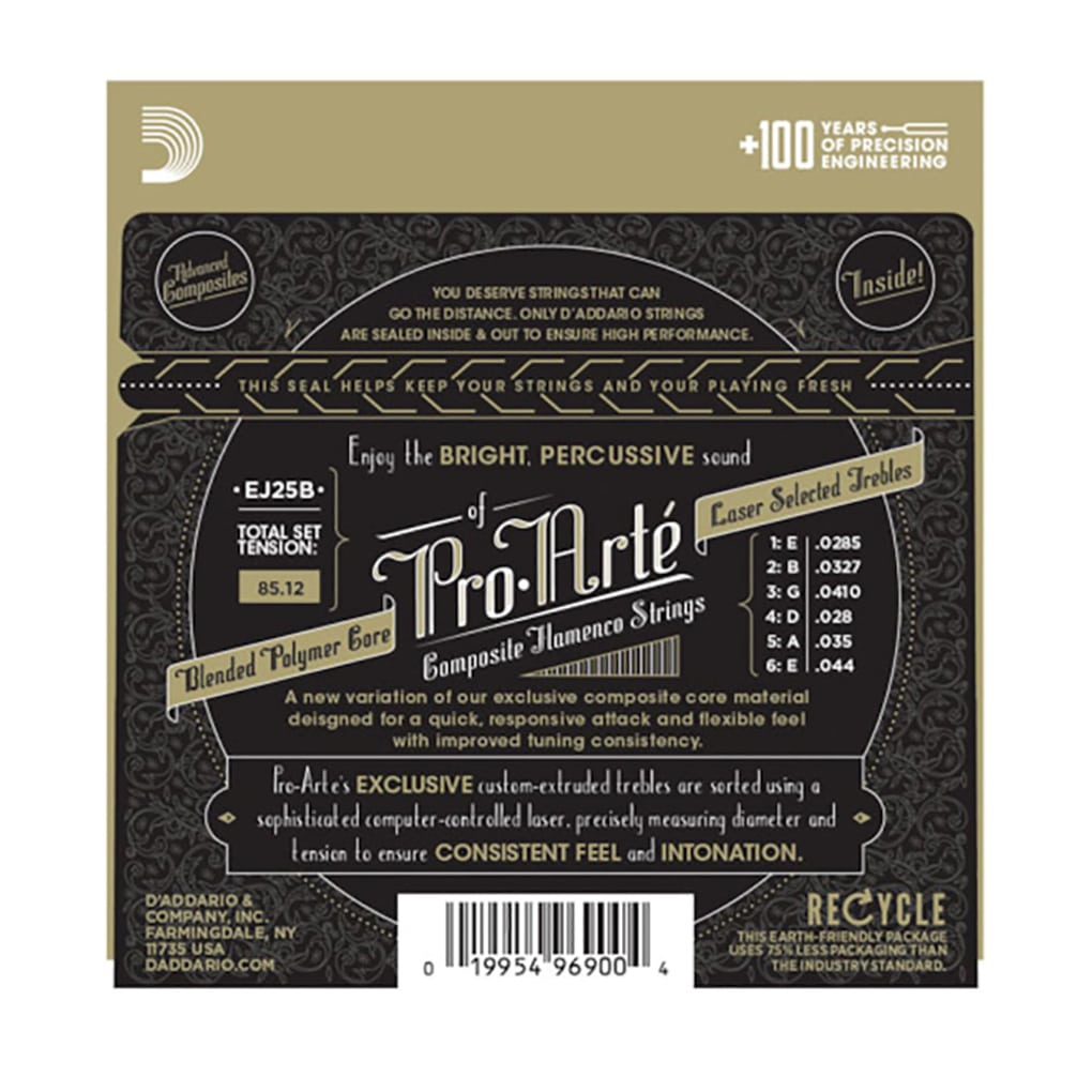 Flamenco Guitar Strings – D’Addario EJ25B – Pro-Arte Black Nylon Composite – Custom Tension 2