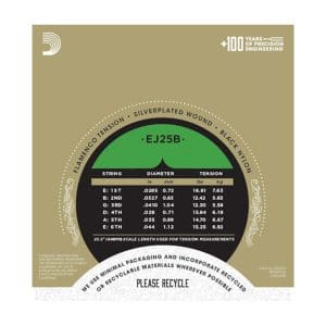 Flamenco Guitar Strings – D’Addario EJ25B – Pro-Arte Black Nylon Composite – Custom Tension 3