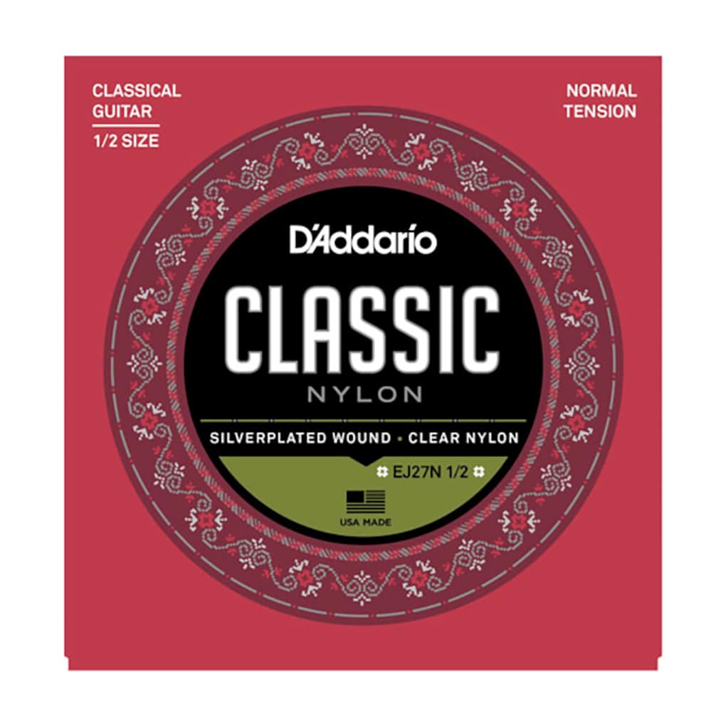 Classical Guitar Strings – D’Addario EJ27N 1/2 – Student – Nylon – Normal Tension – 1/2 Size 1