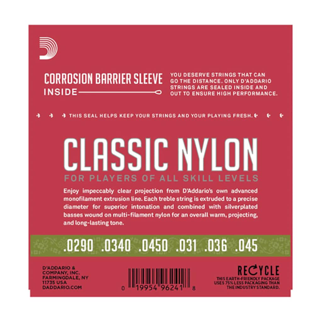 Classical Guitar Strings – D’Addario EJ27N 1/2 – Student – Nylon – Normal Tension – 1/2 Size 2