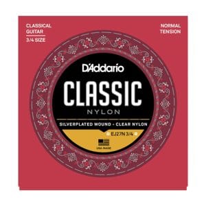 Classical Guitar Strings – D’Addario EJ27N 3/4 – Student – Nylon – Normal Tension – 3/4 Size 1