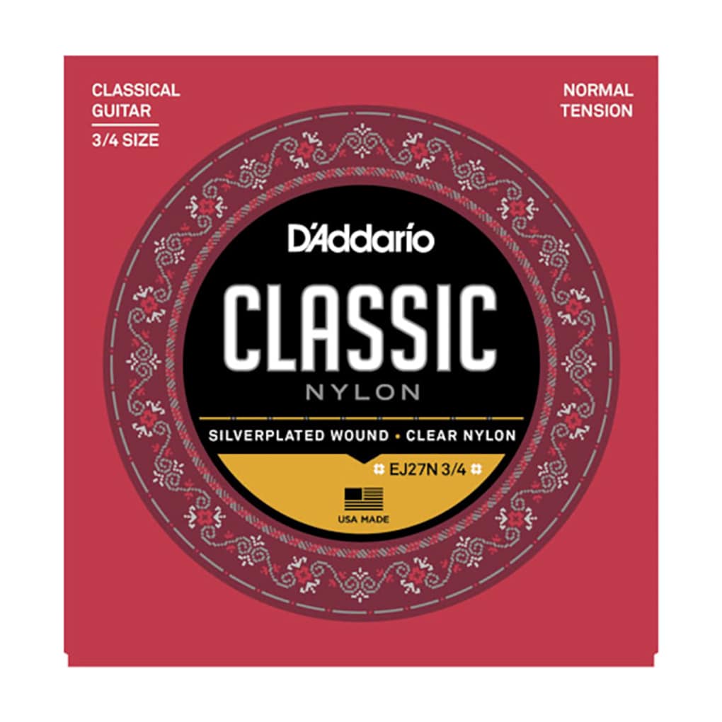 Classical Guitar Strings – D’Addario EJ27N 3/4 – Student – Nylon – Normal Tension – 3/4 Size 1