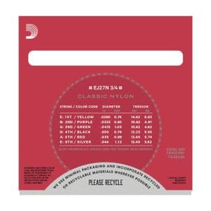 Classical Guitar Strings – D’Addario EJ27N 3/4 – Student – Nylon – Normal Tension – 3/4 Size 2