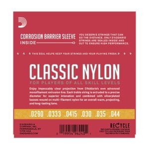 Classical Guitar Strings – D’Addario EJ27N 3/4 – Student – Nylon – Normal Tension – 3/4 Size 3