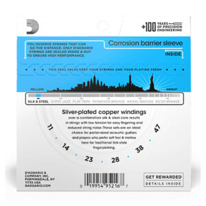 Acoustic Guitar Strings – D’Addario EJ40 – Silk & Steel – Light – 11-47 2