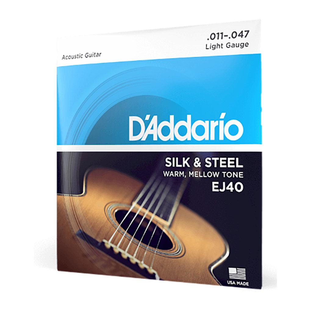 Acoustic Guitar Strings – D’Addario EJ40 – Silk & Steel – Light – 11-47 3