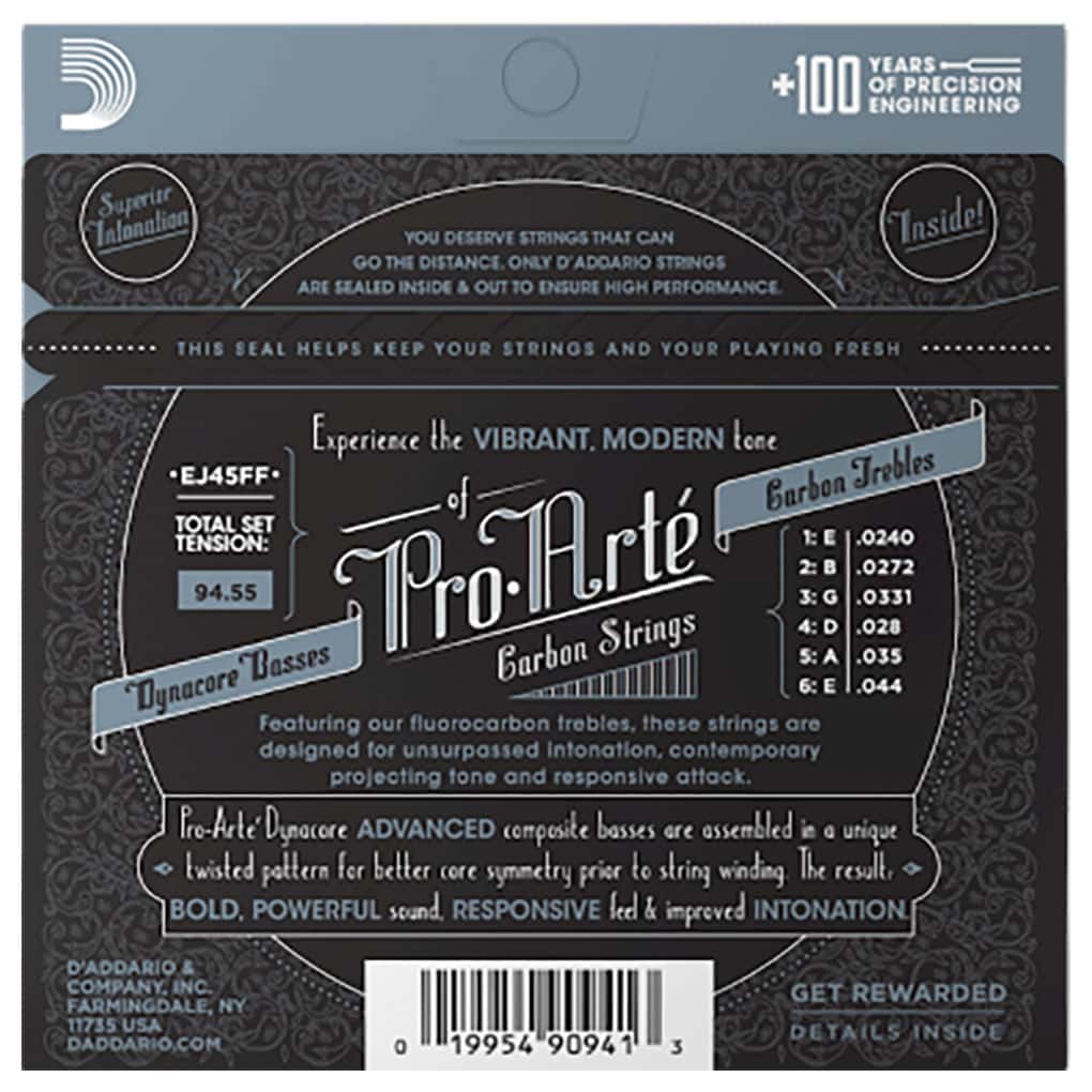 Classical Guitar Strings – D’Addario EJ45FF – Pro-Arte Carbon – Dynacore Basses – Normal Tension 2