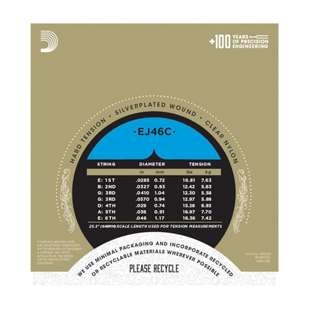 Classical Guitar Strings – D’Addario EJ46C – Pro-Arte Composite – Hard Tension 3