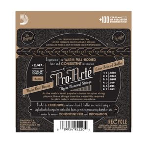 Classical Guitar Strings – D’Addario EJ47 – 80/20 Bronze & Pro-Arte Nylon – Normal Tension 2