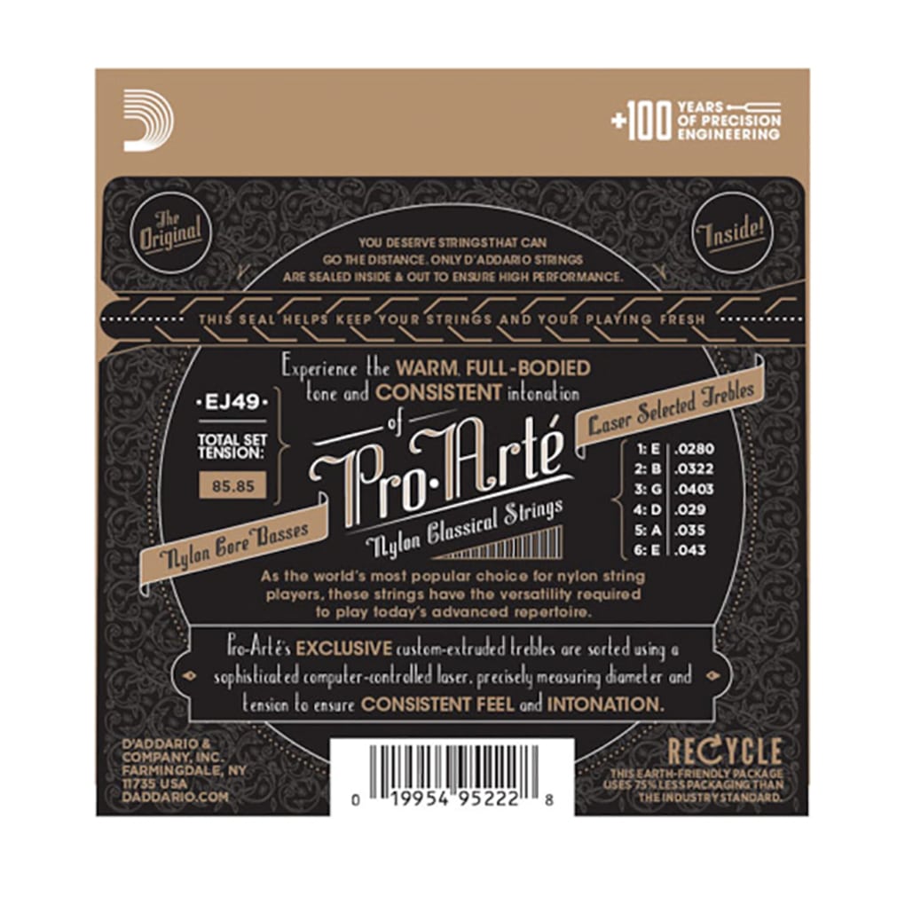 Classical Guitar Strings – D’Addario EJ49 – Pro-Arte Black Nylon – Normal Tension 2