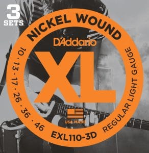 D'Addario EXL110-3D Nickel Wound Electric Guitar Strings - Regular Light - 10-46 - 3 Sets