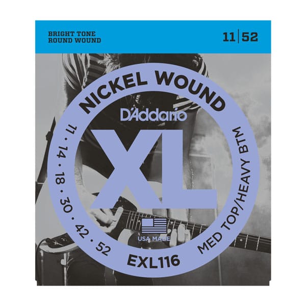 D’Addario EXL116 Nickel Wound Electric Guitar Strings – Medium Top/Heavy Bottom – 11-52 1