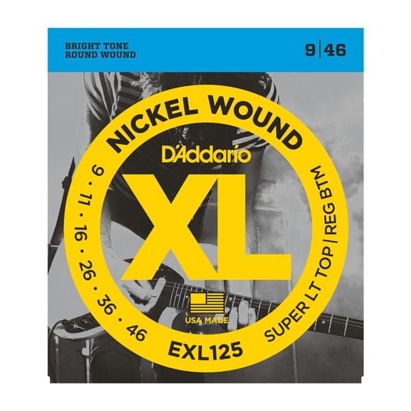 D’Addario EXL125 Nickel Wound Electric Guitar Strings – Super Light Top Reg Bottom – 9-46 1