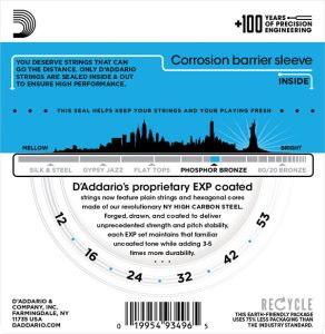 D’Addario EXP16 Coated Phosphor Bronze Acoustic Guitar Strings – Light – 12-53 2