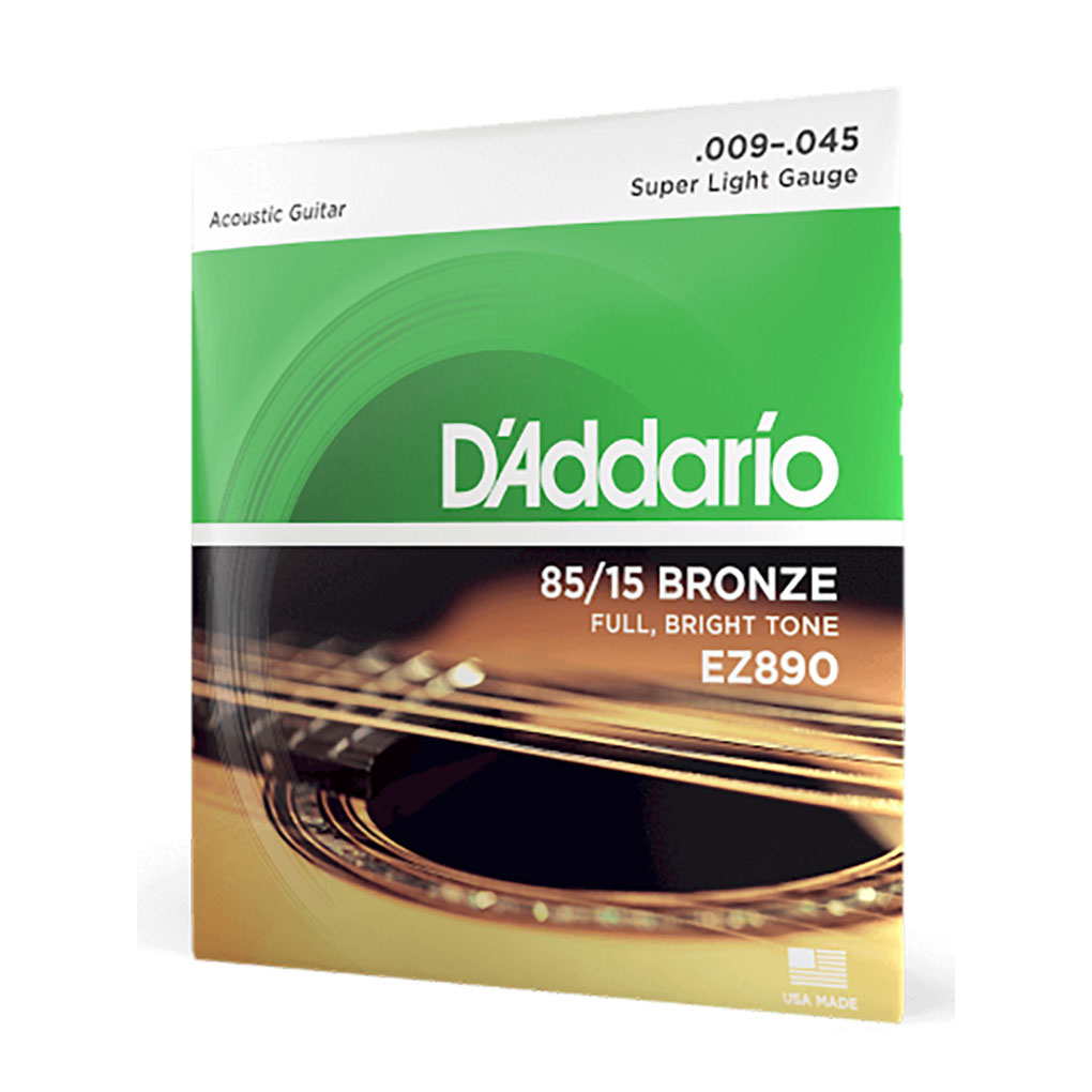 Acoustic Guitar Strings – D’Addario EZ890 – 85/15 Bronze – Super Light – 9-45 3