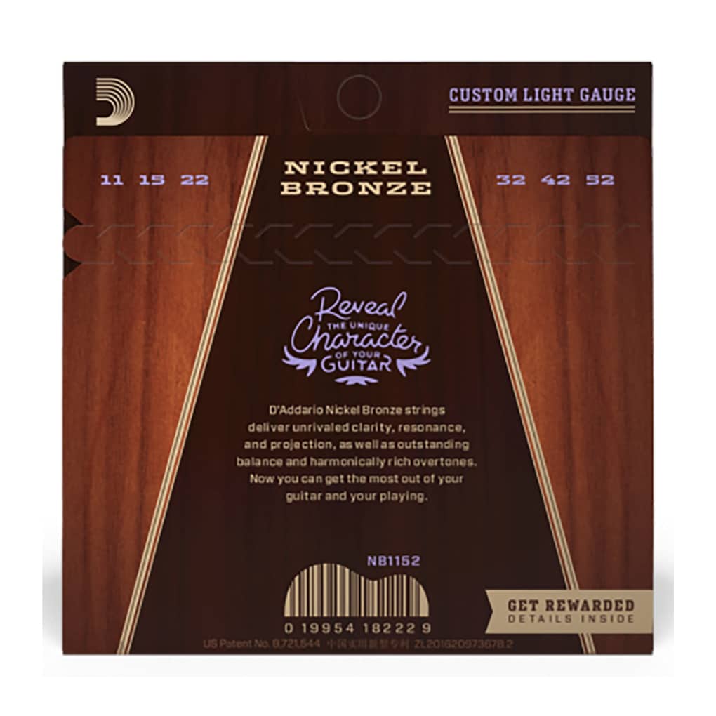 Acoustic Guitar Strings – D’Addario NB1152 – Nickel Bronze – Custom Light – 11-52 3
