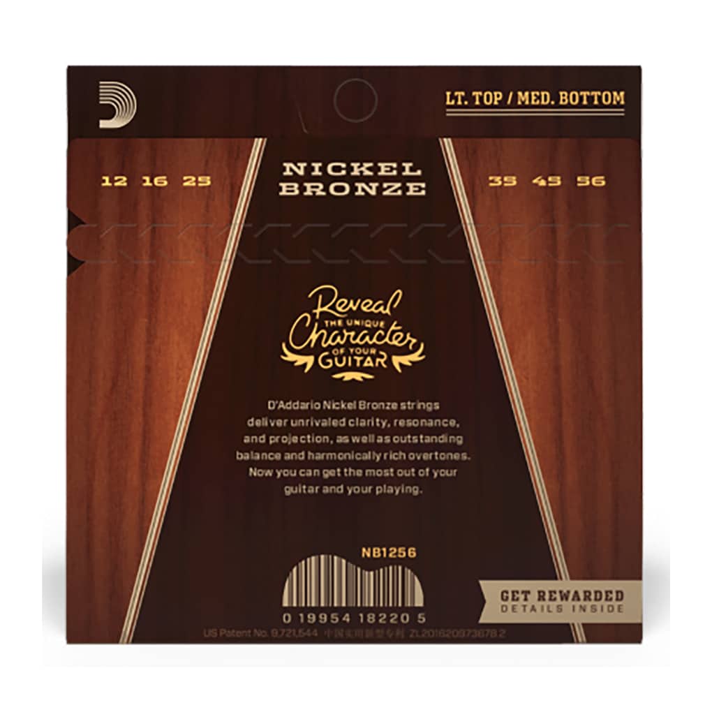 Acoustic Guitar Strings – D’Addario NB1256 – Nickel Bronze – Light Top/Medium Bottom – 12-56 3