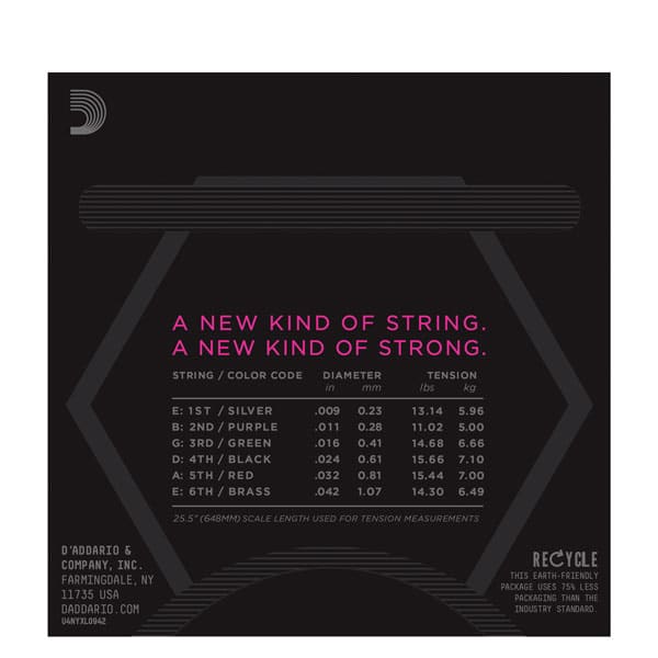 D’Addario NYXL0942 Nickel Wound Strings – Super Light – 9-42 3