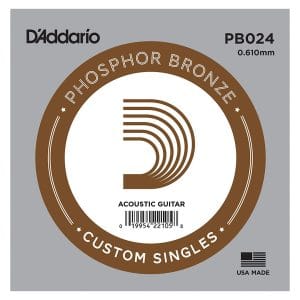 D'Addario PB024 Phosphor Bronze Wound Single String - Acoustic Guitar .024