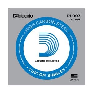 D'Addario PL007 Plain Steel Single String - Acoustic & Electric Guitar .007