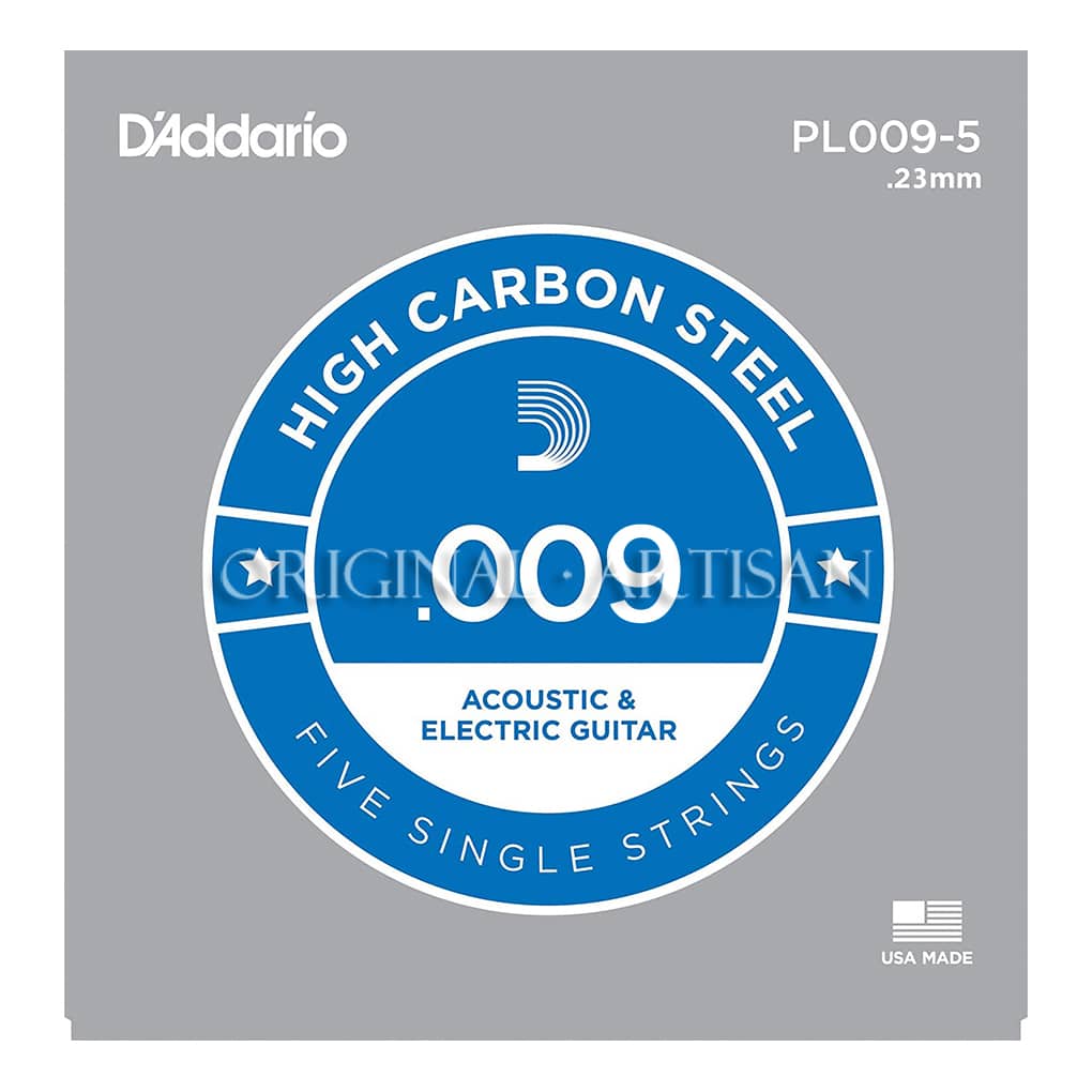 D’Addario PL009-5 Plain Steel Single String – Acoustic & Electric Guitar