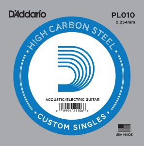 D'Addario PL010 Plain Steel Single String - Acoustic & Electric Guitar .010