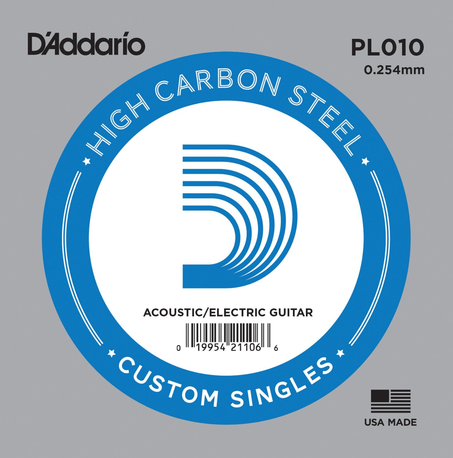 D’Addario PL010 Plain Steel Single String – Acoustic & Electric Guitar