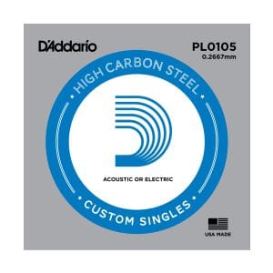 D'Addario PL0105 Plain Steel Single String - Acoustic & Electric Guitar .0105